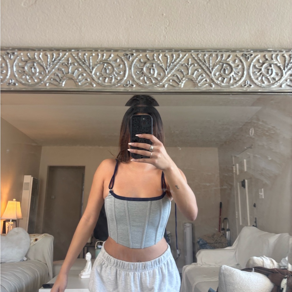 Meshki Gray and Black Top